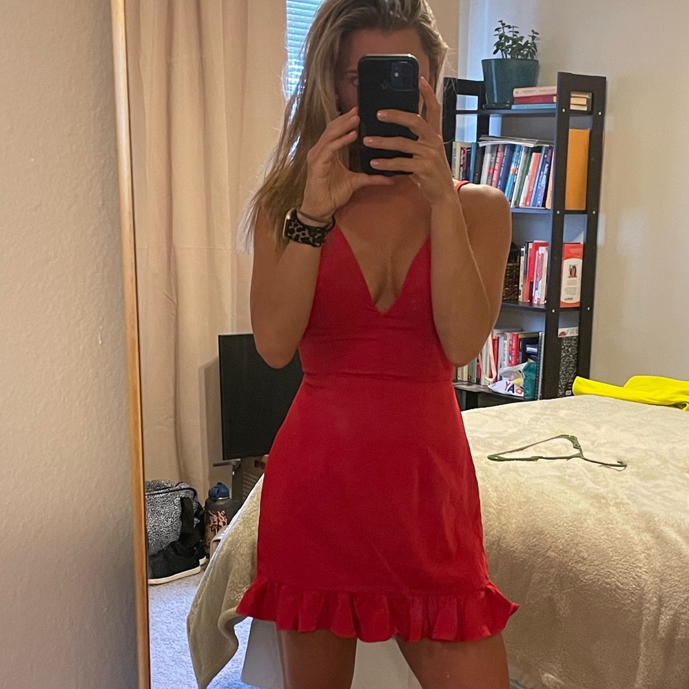 superdown Mayra Ruffle Dress in Red